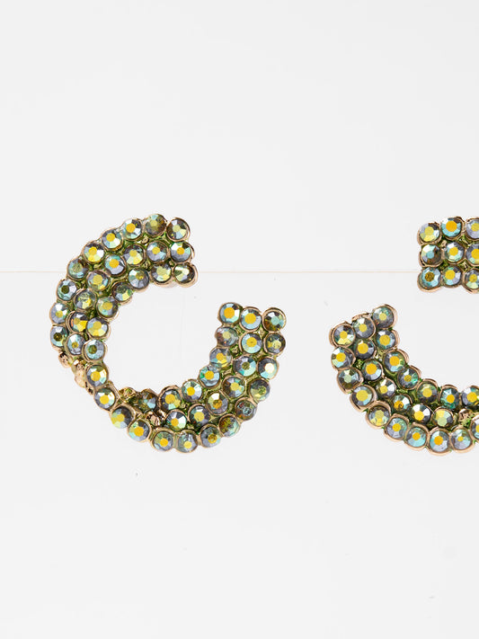 Cray Stone Minimal Stud Earrings | Green Rainbow