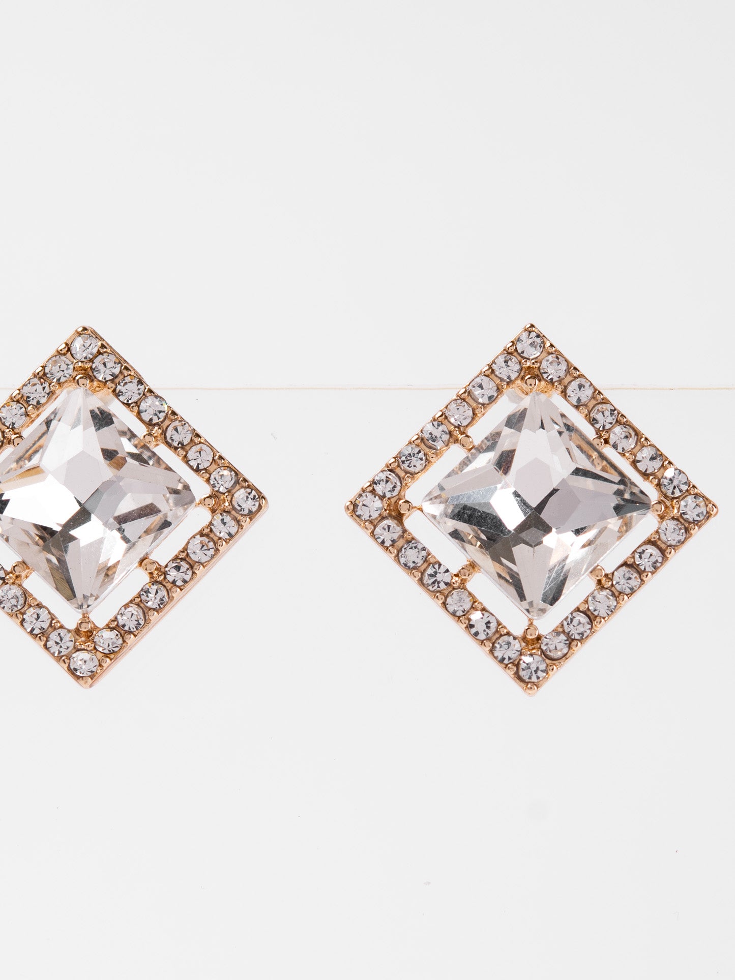 Julienne Square CZ Stone Stud Earrings