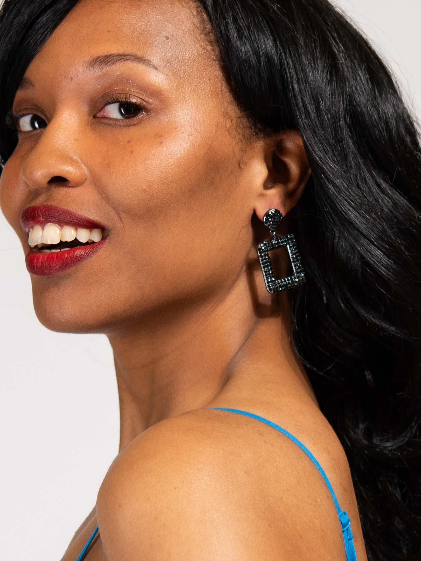 Isabelle Metal Stone Post Dangle Earrings