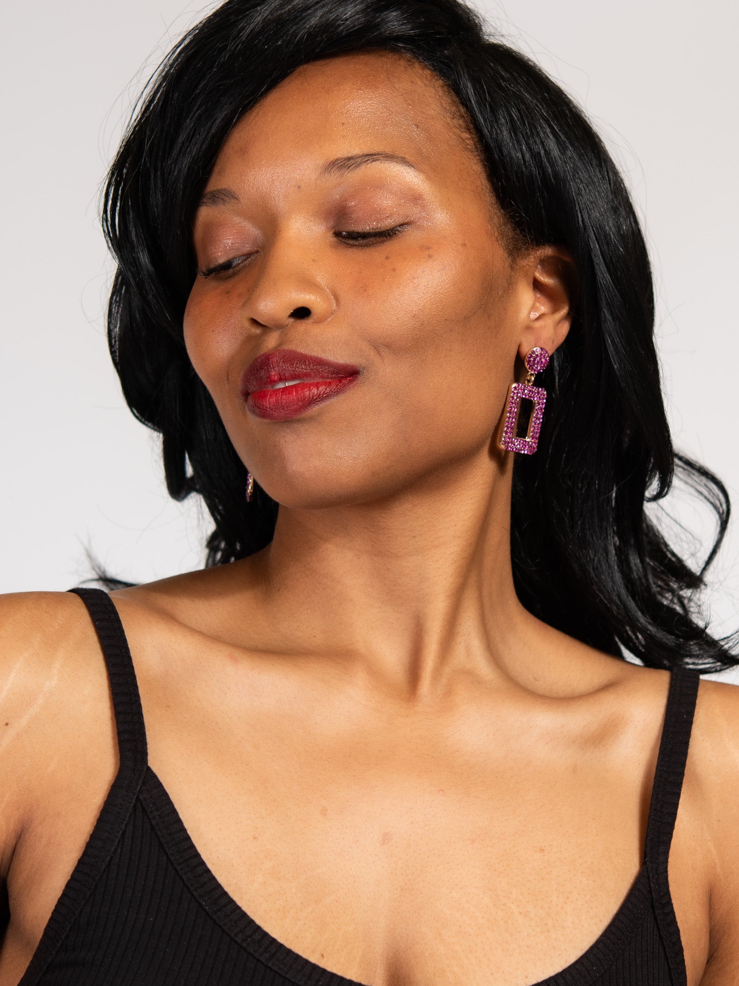 Isabelle Metal Stone Post Dangle Earrings