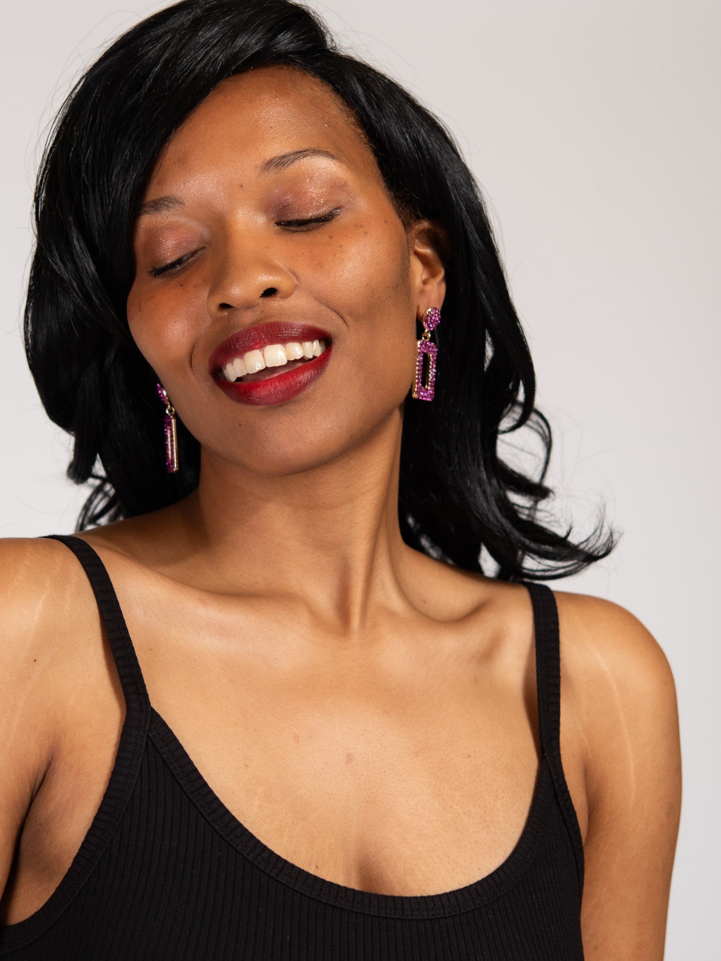 Isabelle Metal Stone Post Dangle Earrings