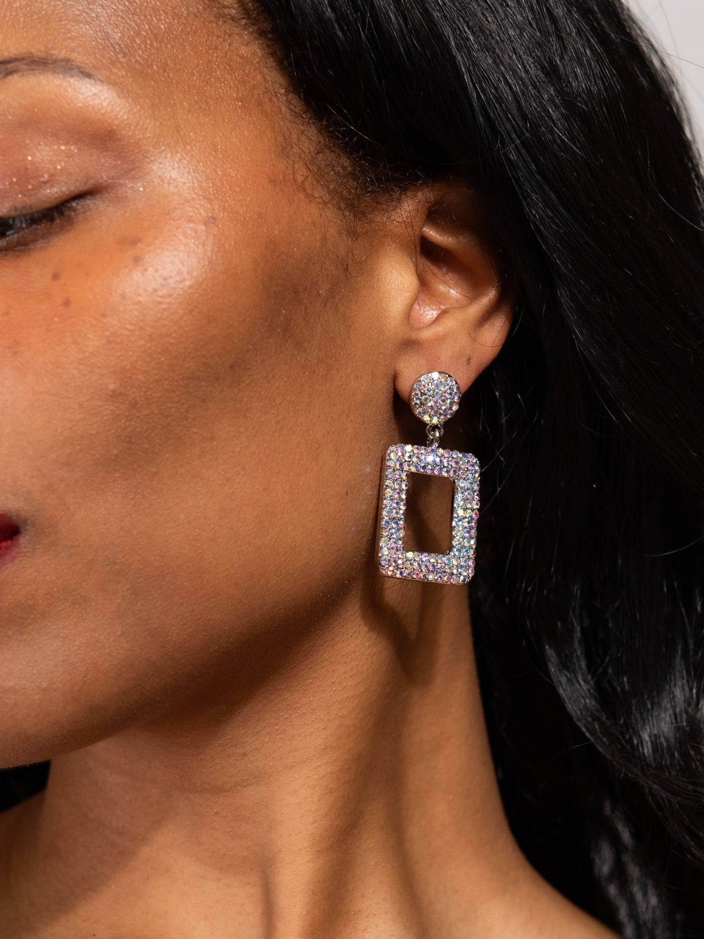 Isabelle Metal Stone Post Dangle Earrings