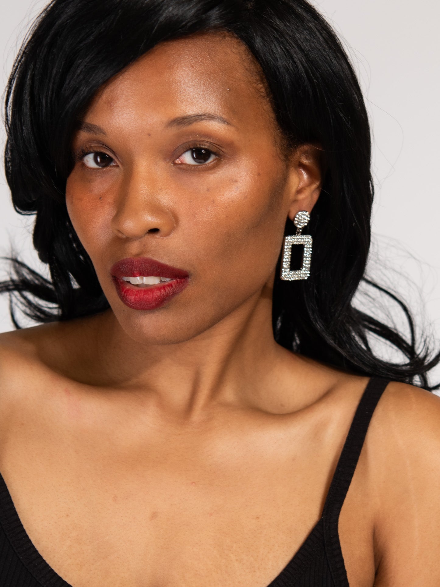 Isabelle Metal Stone Post Dangle Earrings