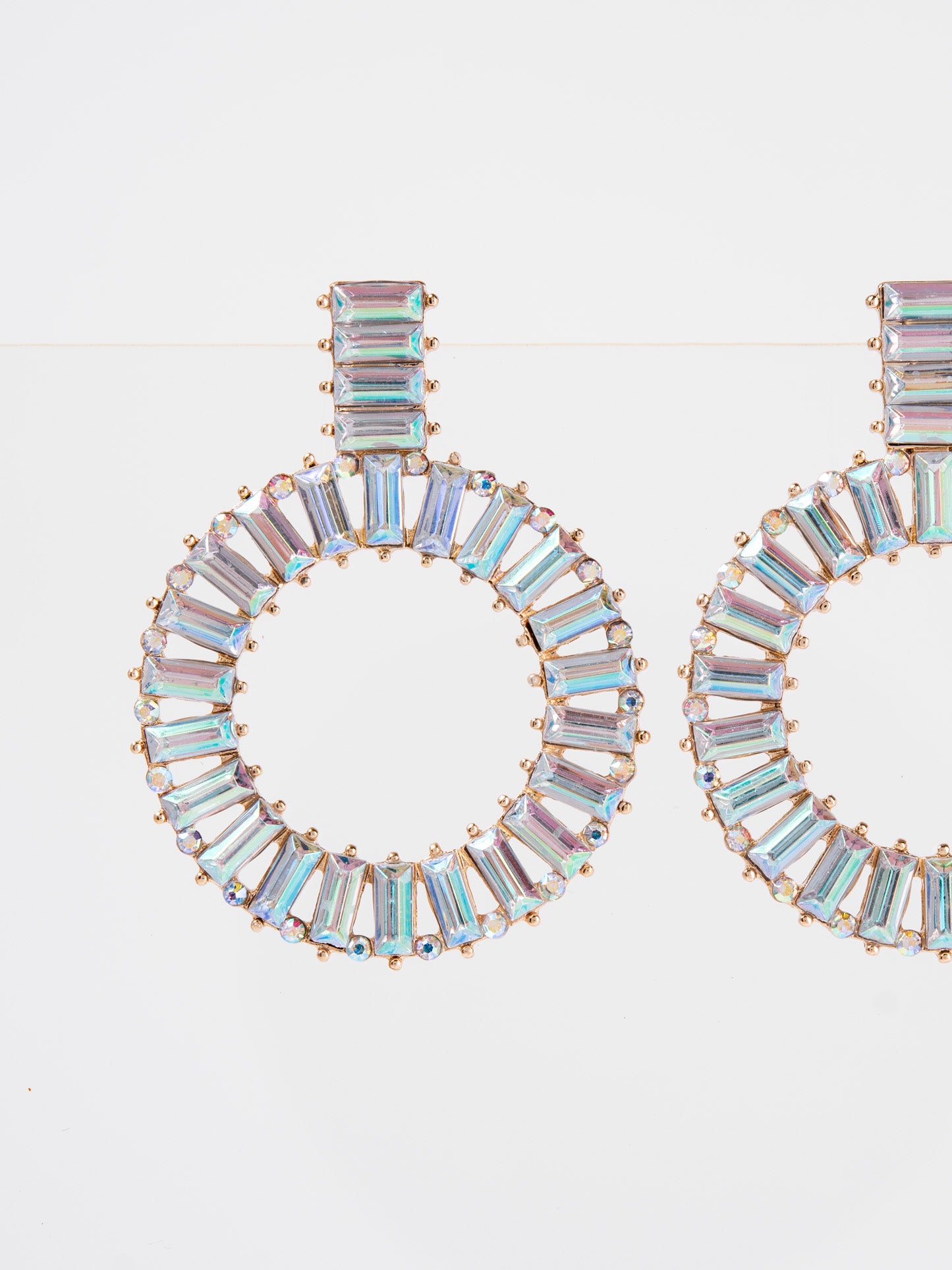 Genevieve Rhinestone Circle Drop Earrings