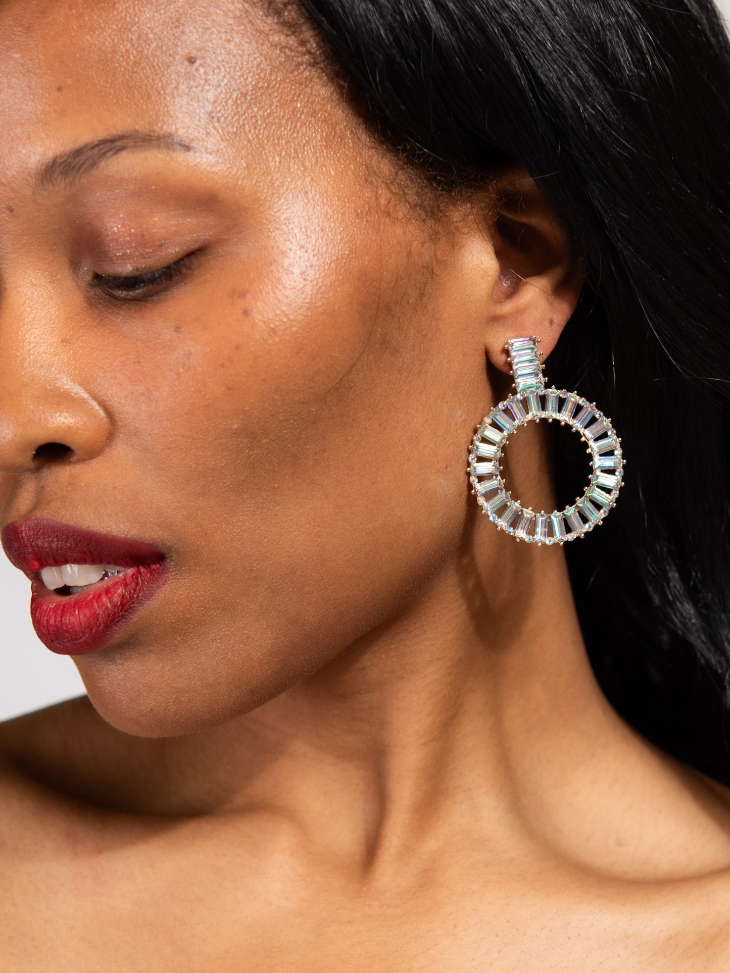 Genevieve Rhinestone Circle Drop Earrings