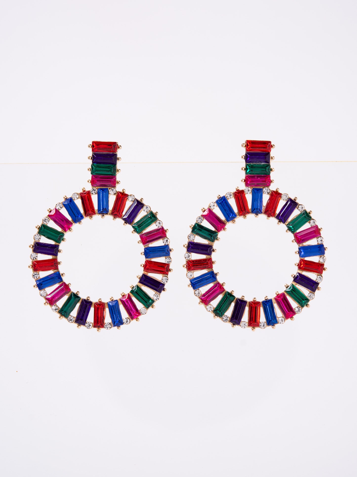 Genevieve Rhinestone Circle Drop Earrings