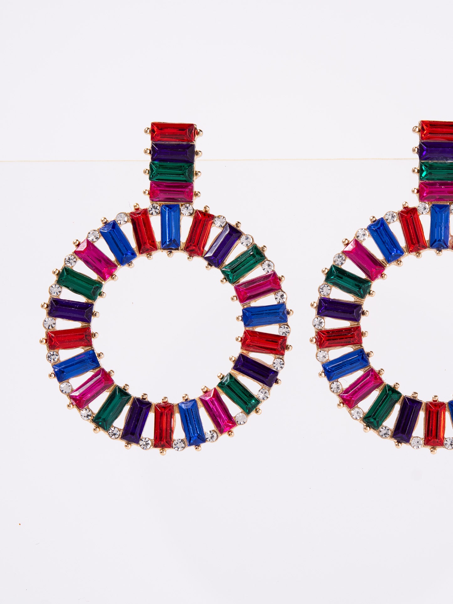 Genevieve Rhinestone Circle Drop Earrings