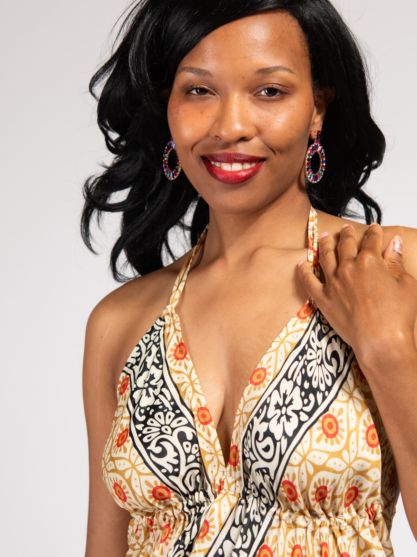 Genevieve Rhinestone Circle Drop Earrings