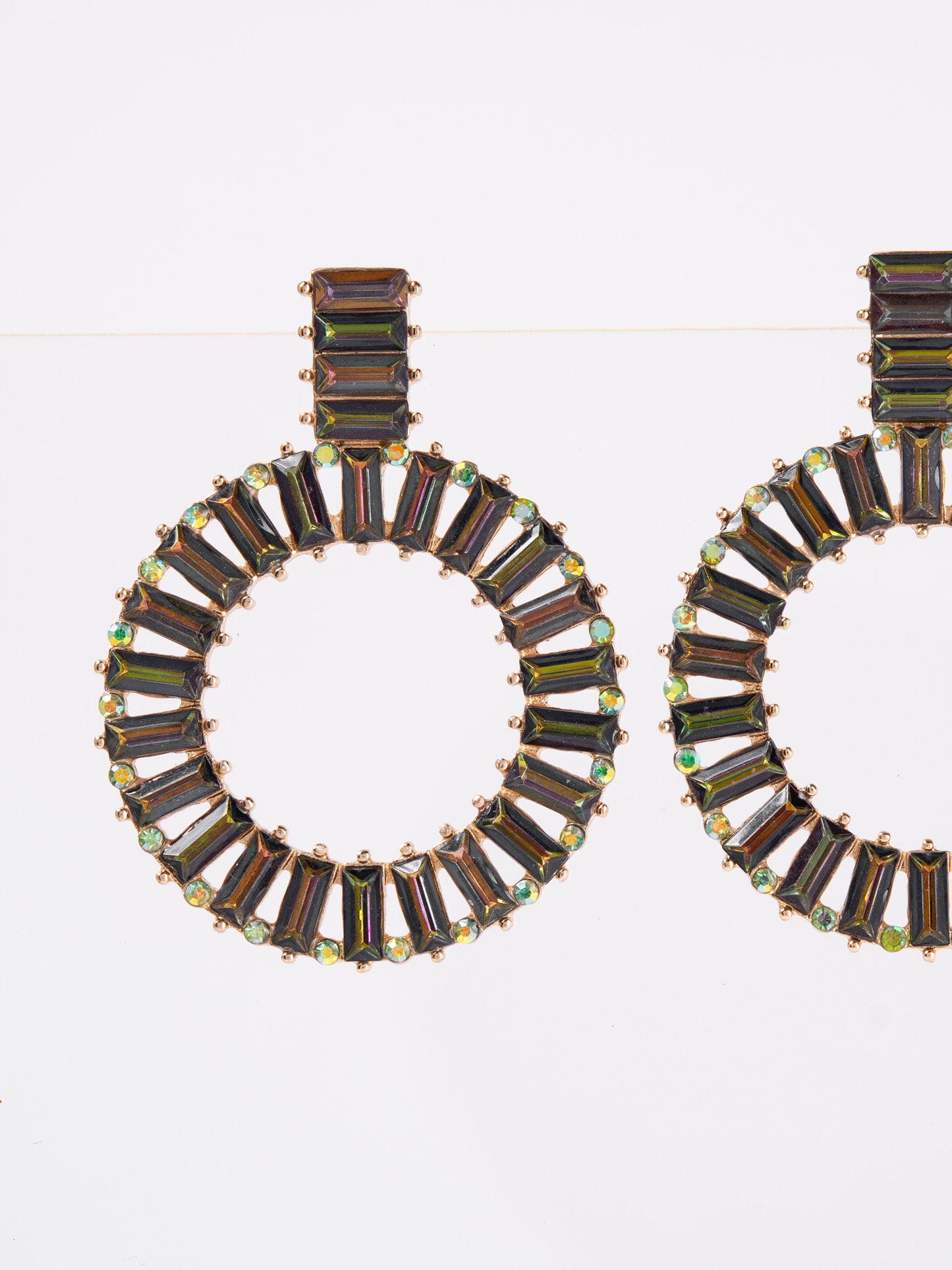 Genevieve Rhinestone Circle Drop Earrings