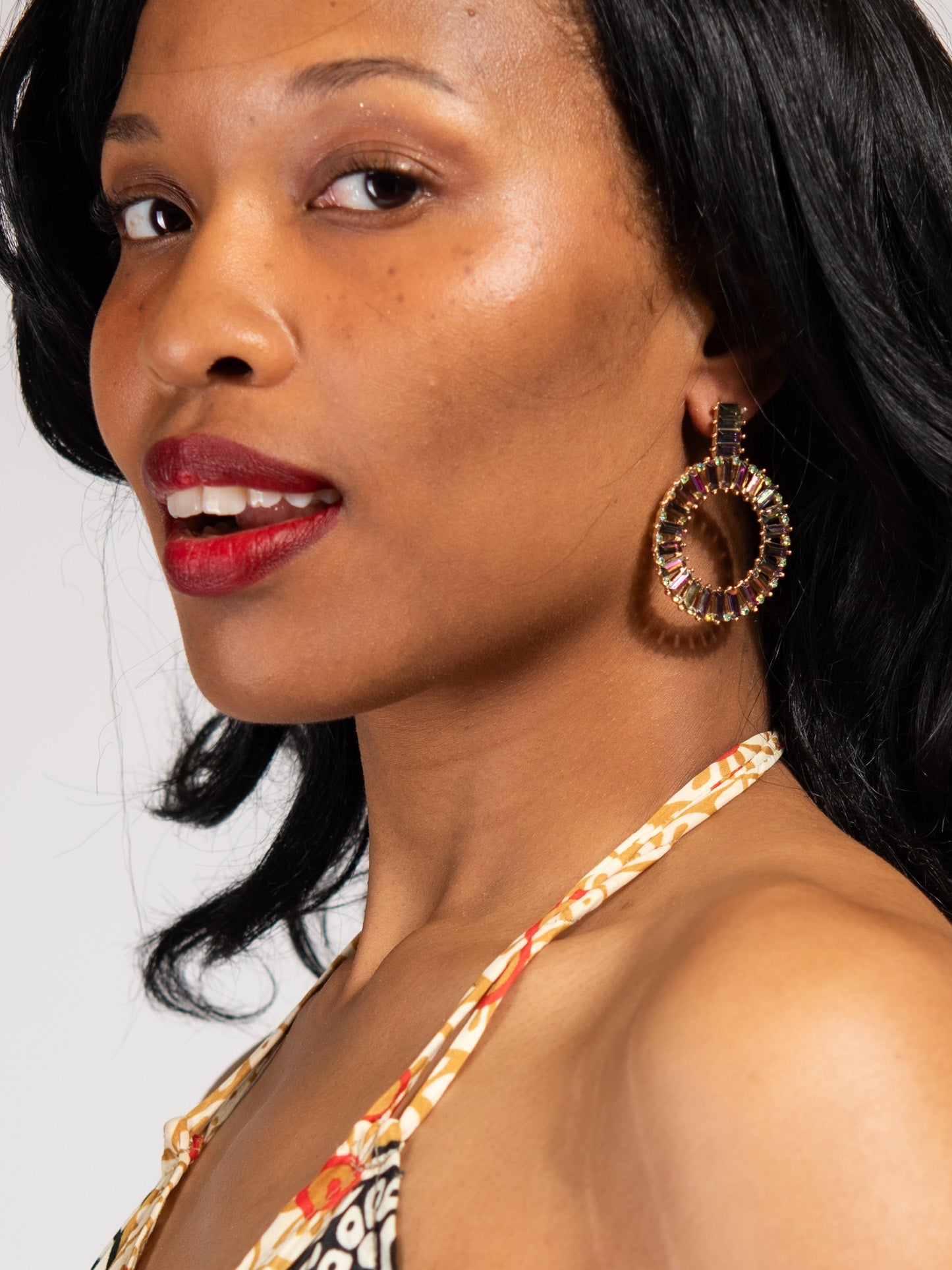 Genevieve Rhinestone Circle Drop Earrings