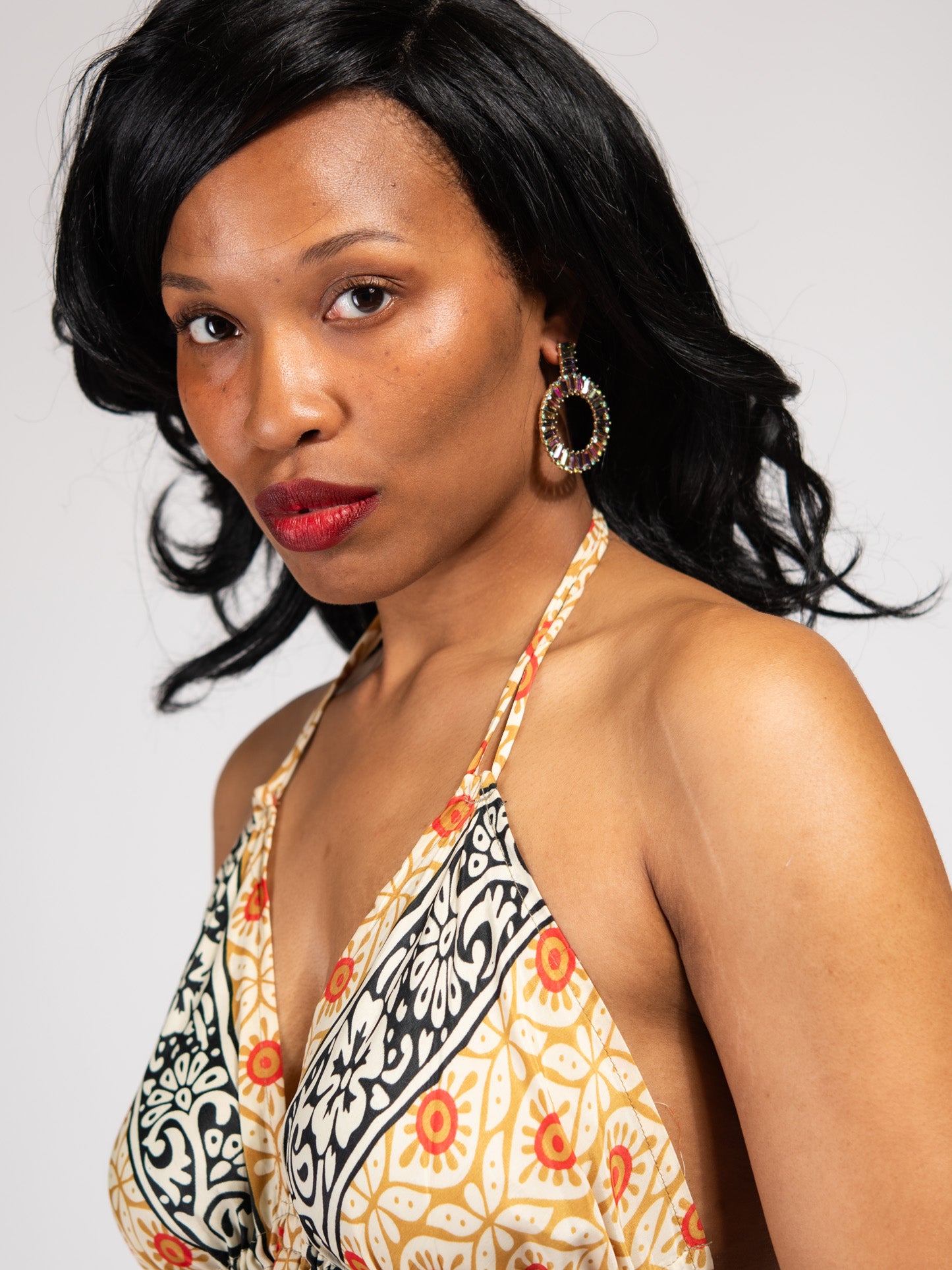 Genevieve Rhinestone Circle Drop Earrings
