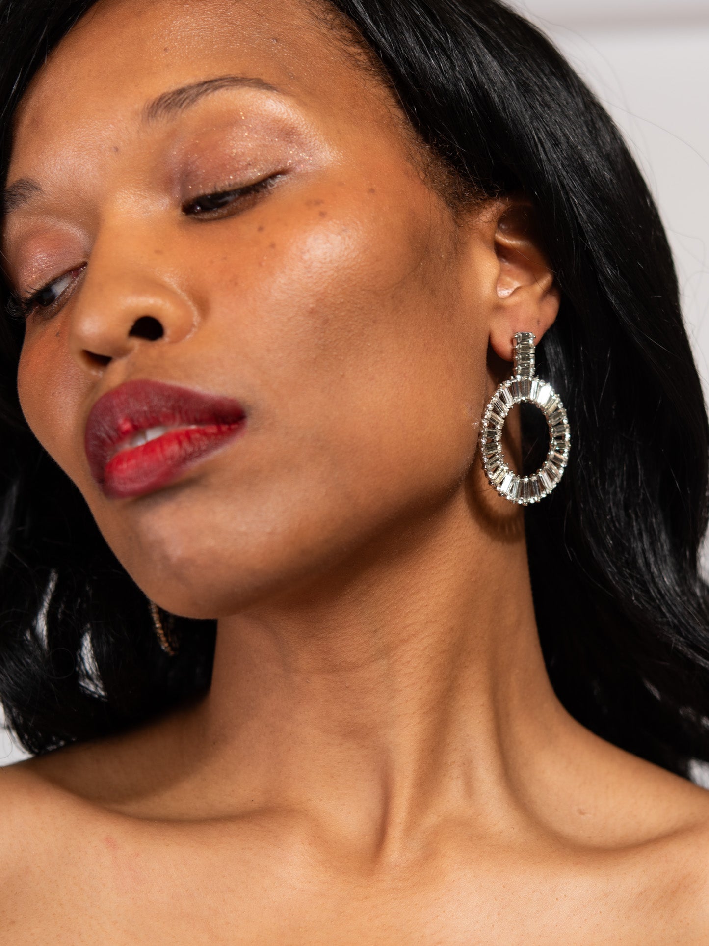 Genevieve Rhinestone Circle Drop Earrings
