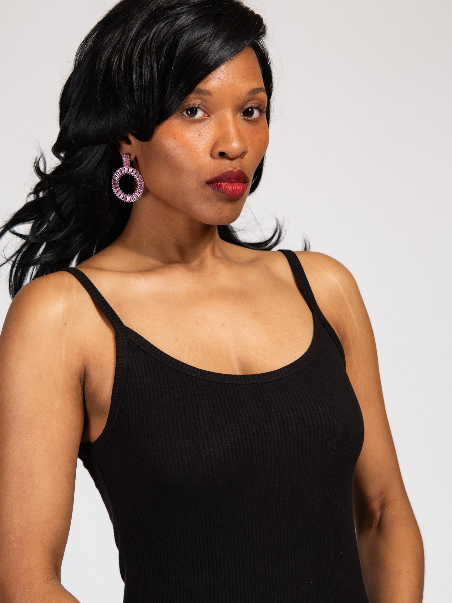Genevieve Rhinestone Circle Drop Earrings