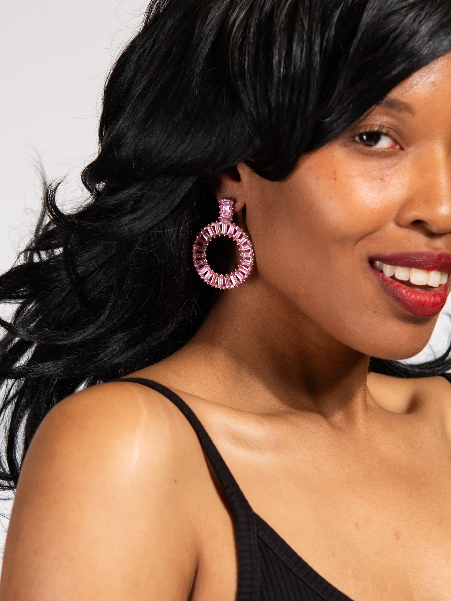 Genevieve Rhinestone Circle Drop Earrings