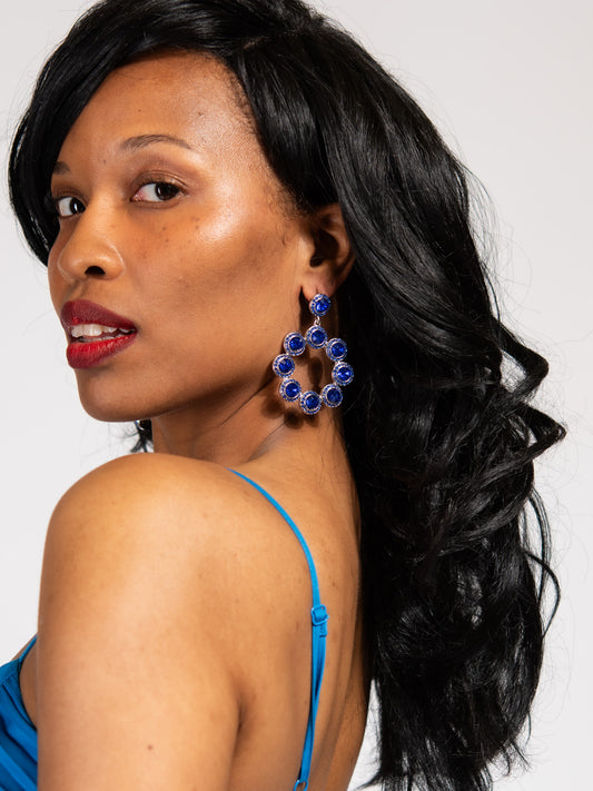 Anastasia Metal Rhinestone Drop Dangle Earrings | Royal Blue