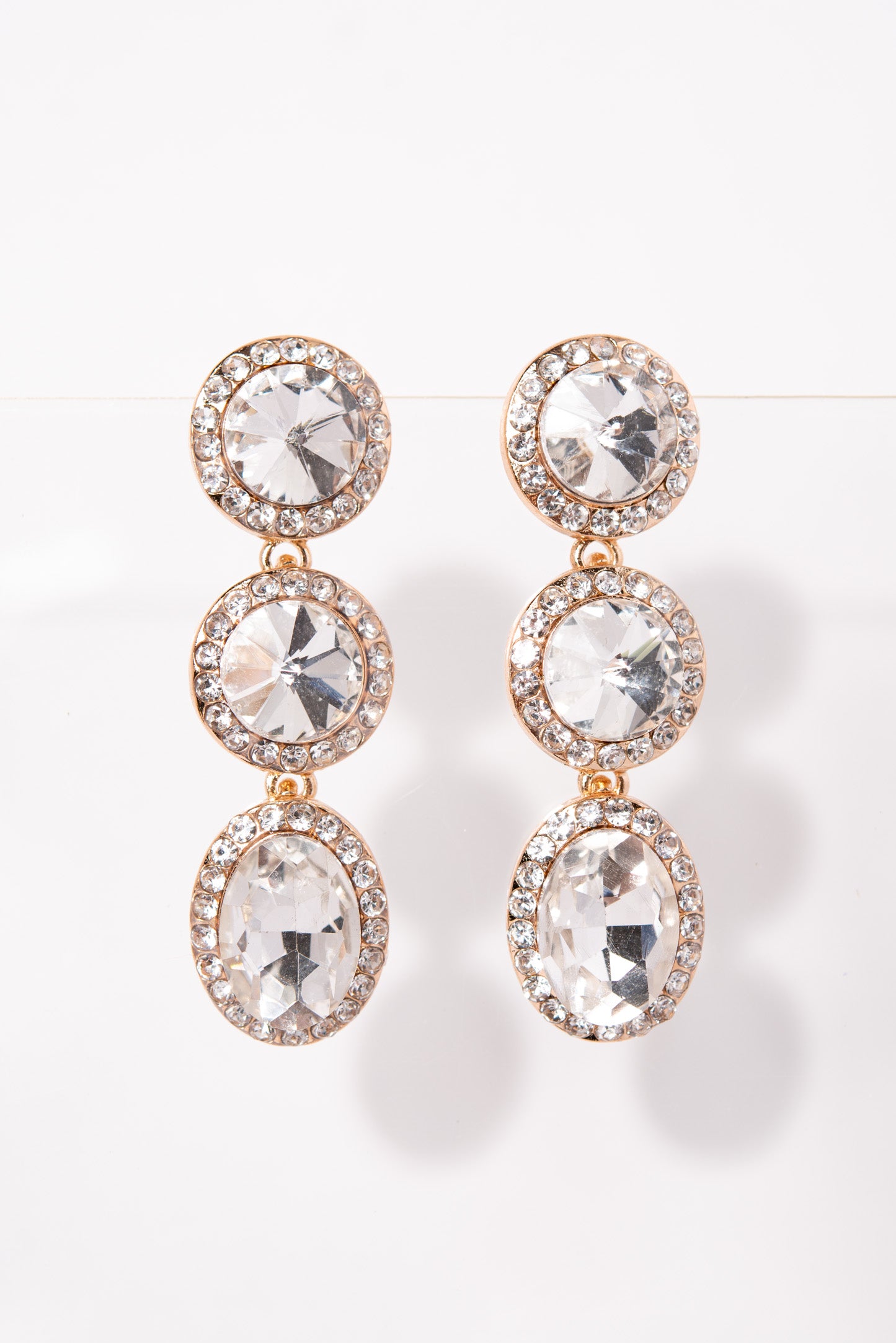 Layla 3-Tier Rhinestone Earrings
