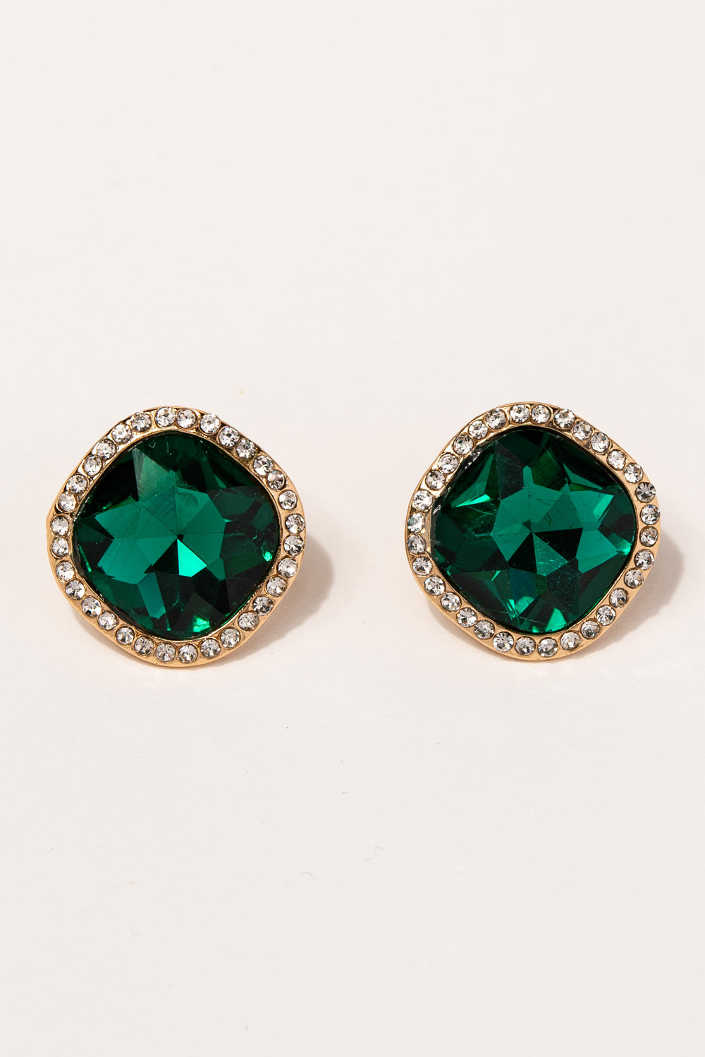 Gemma Diamond Halo Stud Earrings | Green