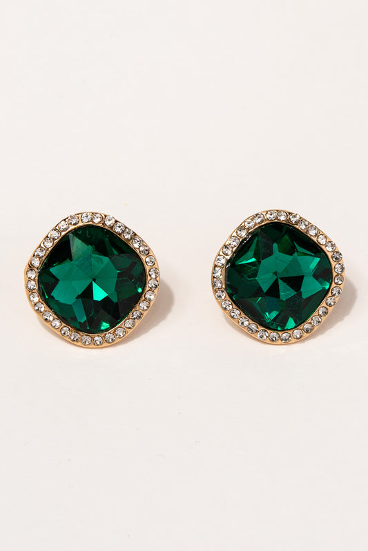 Gemma Diamond Halo Stud Earrings | Green