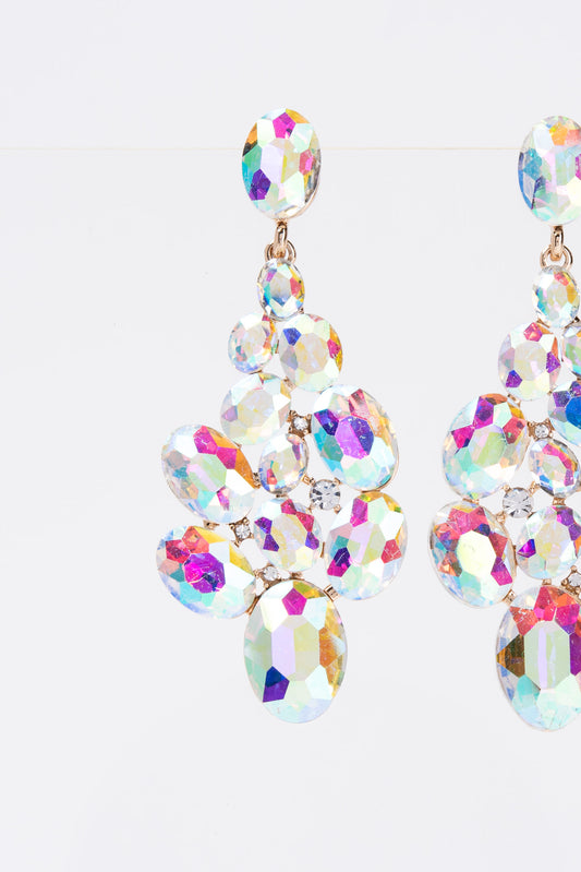 Eliana Crystal Cluster Earrings | Gold Iridescent