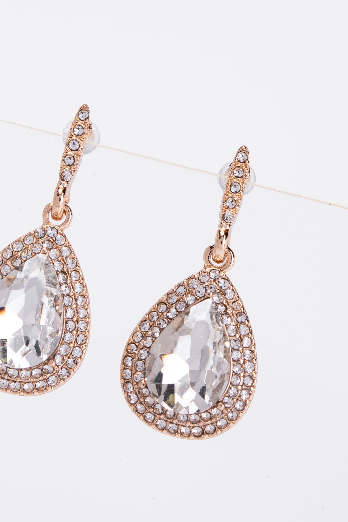 Colette Halo Teardrop Glass Stone Post Earrings