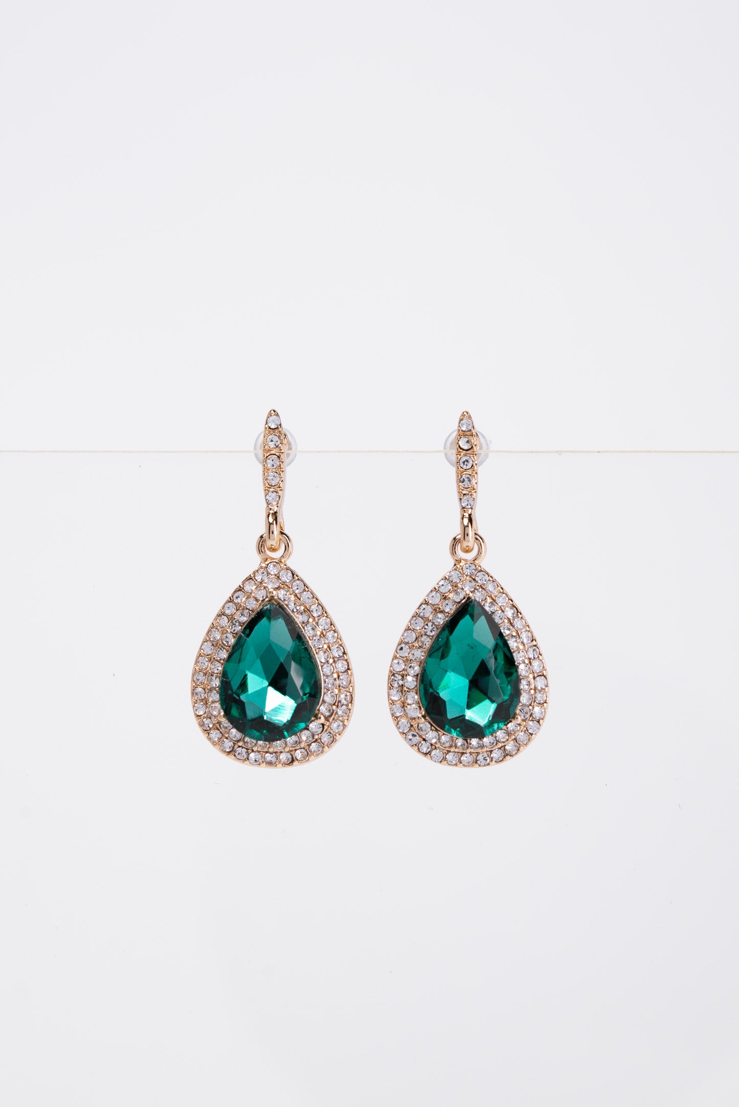 Colette Halo Teardrop Glass Stone Post Earrings