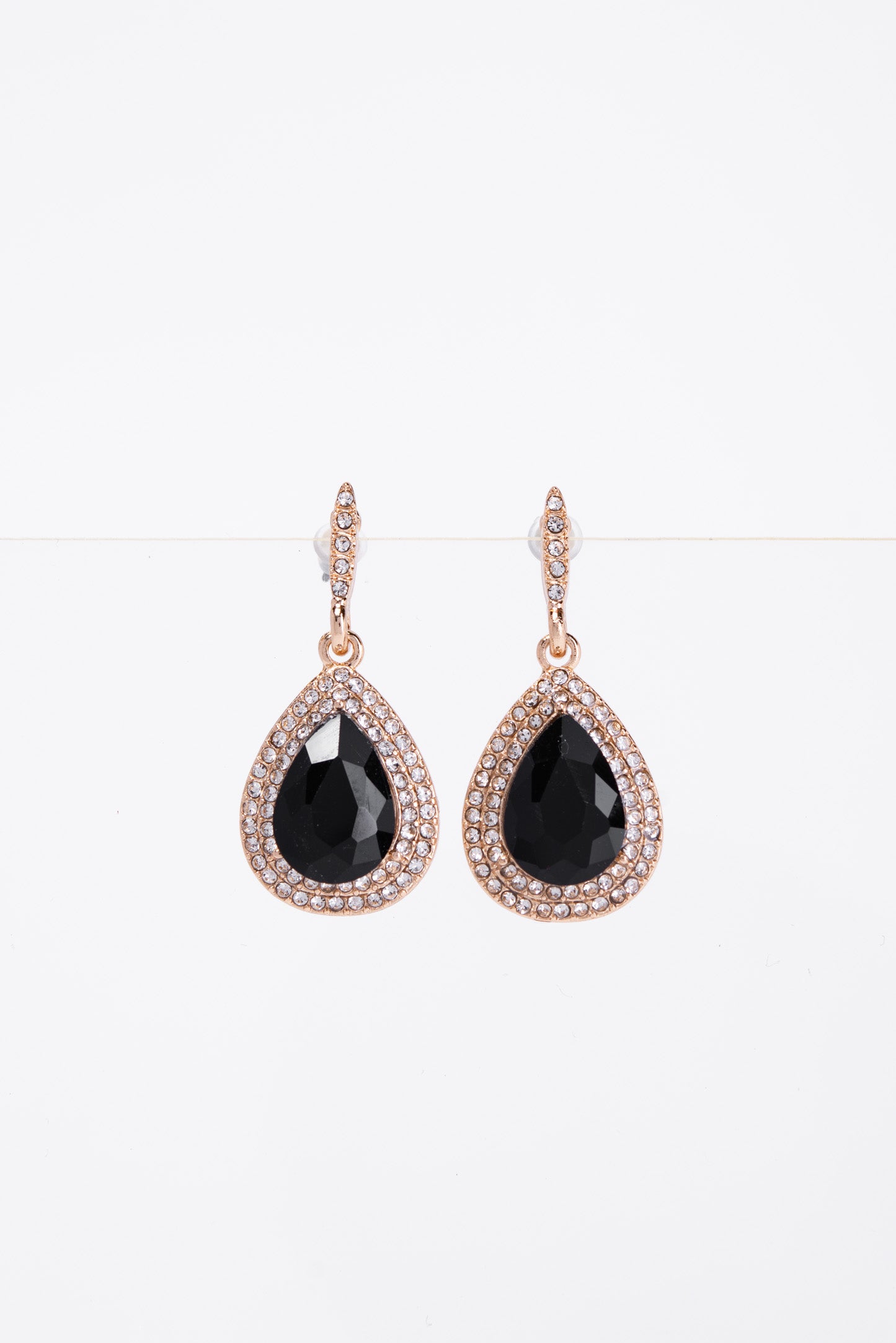 Colette Halo Teardrop Glass Stone Post Earrings