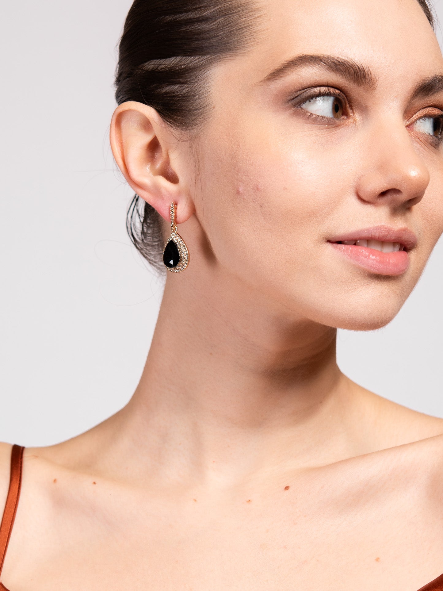 Colette Halo Teardrop Glass Stone Post Earrings