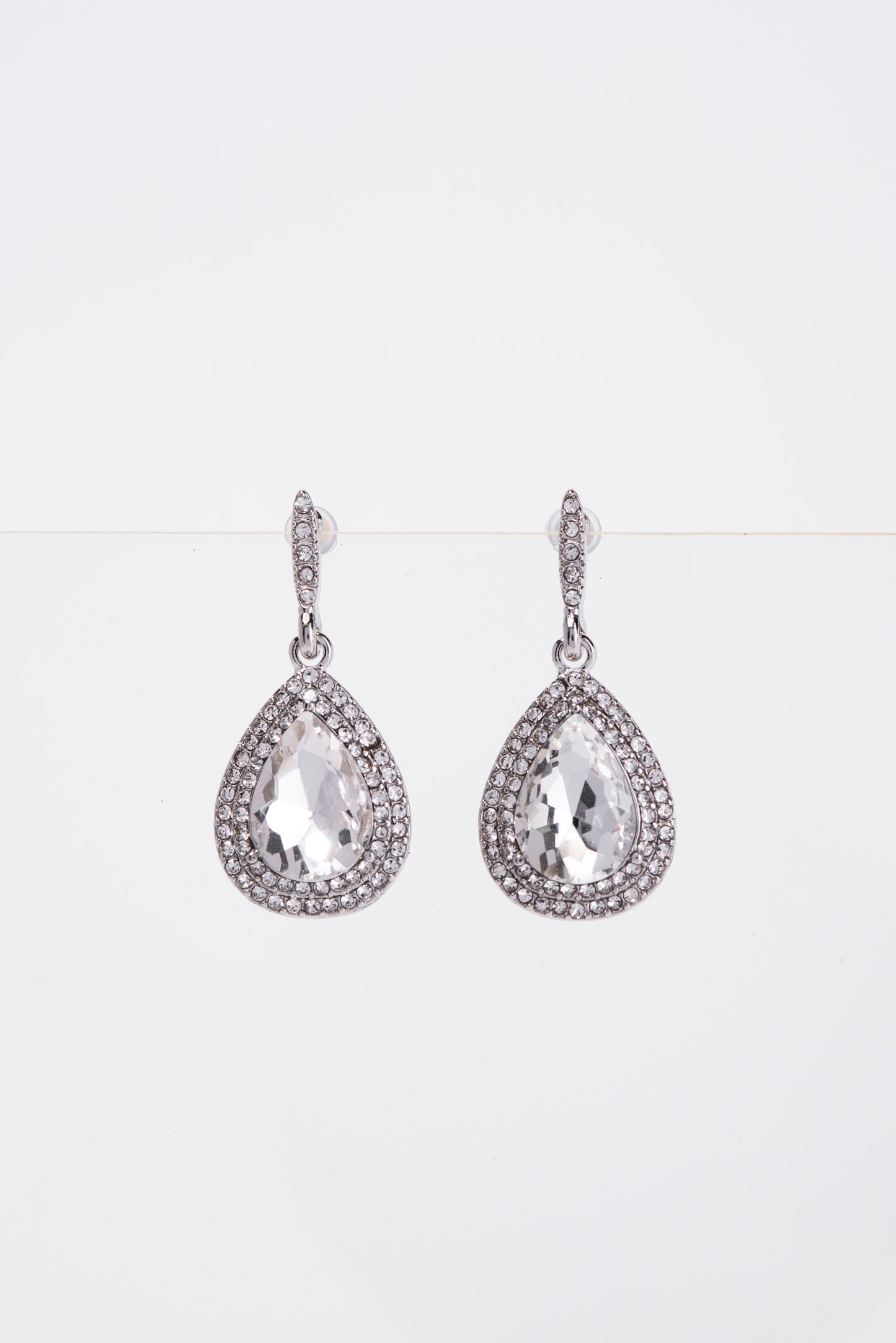 Colette Halo Teardrop Glass Stone Post Earrings