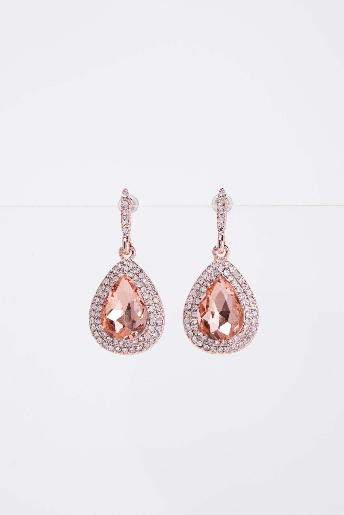 Colette Halo Teardrop Glass Stone Post Earrings