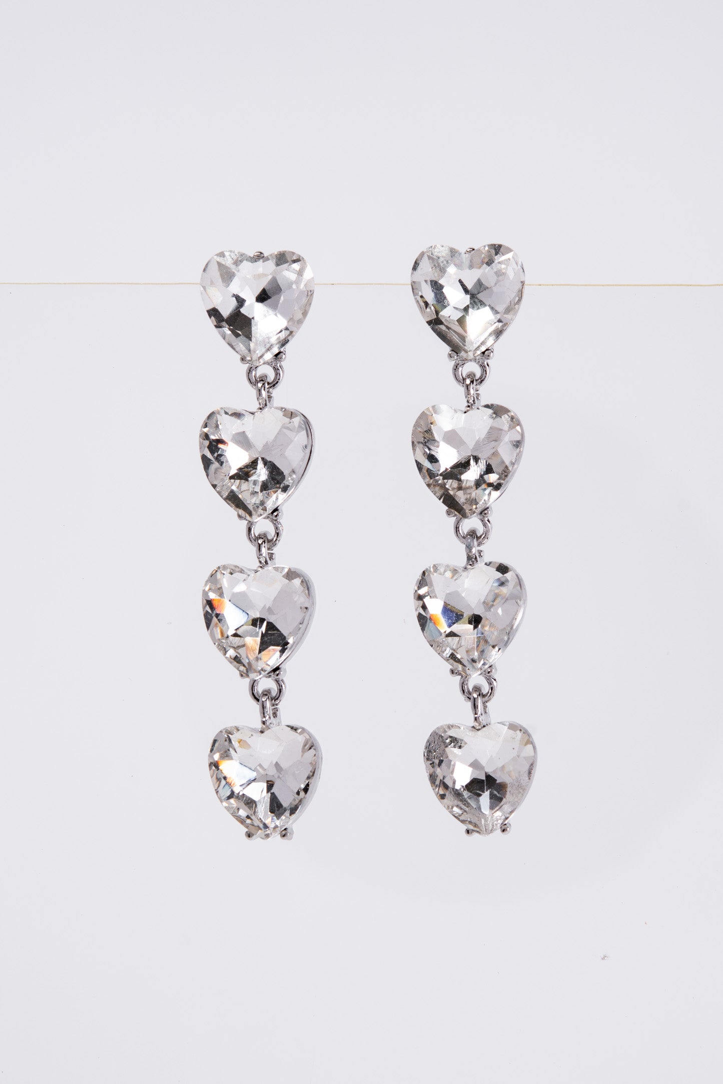 Jasmine 4-Tier Crystal Rhinestone Heart Shaped Earrings