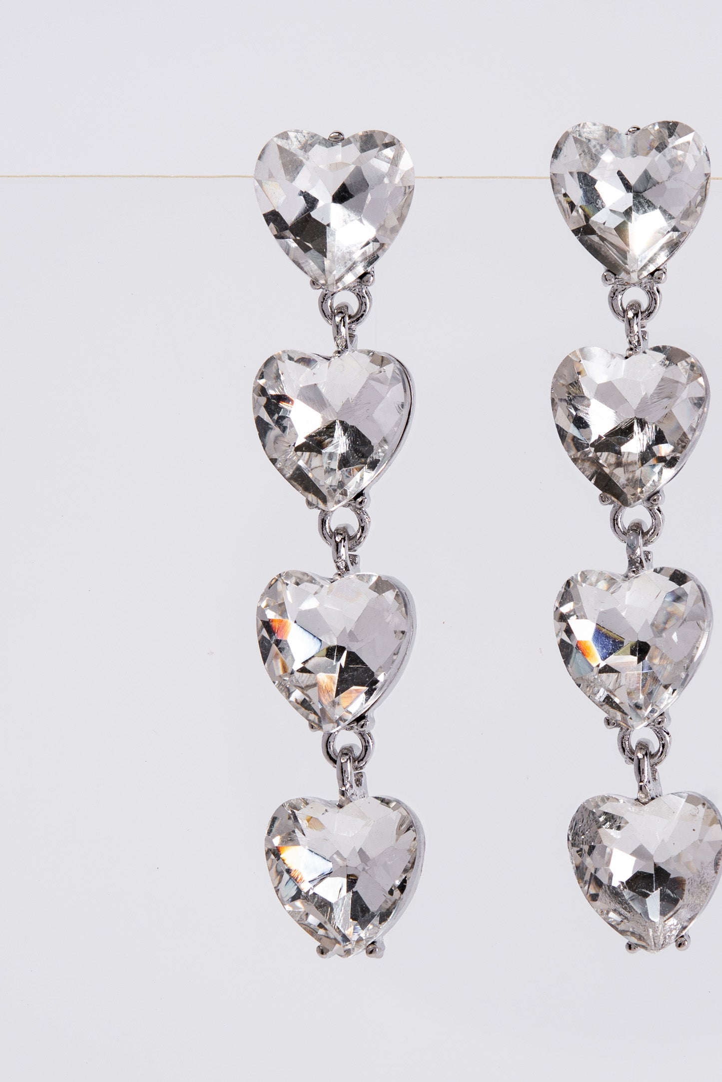 Jasmine 4-Tier Crystal Rhinestone Heart Shaped Earrings