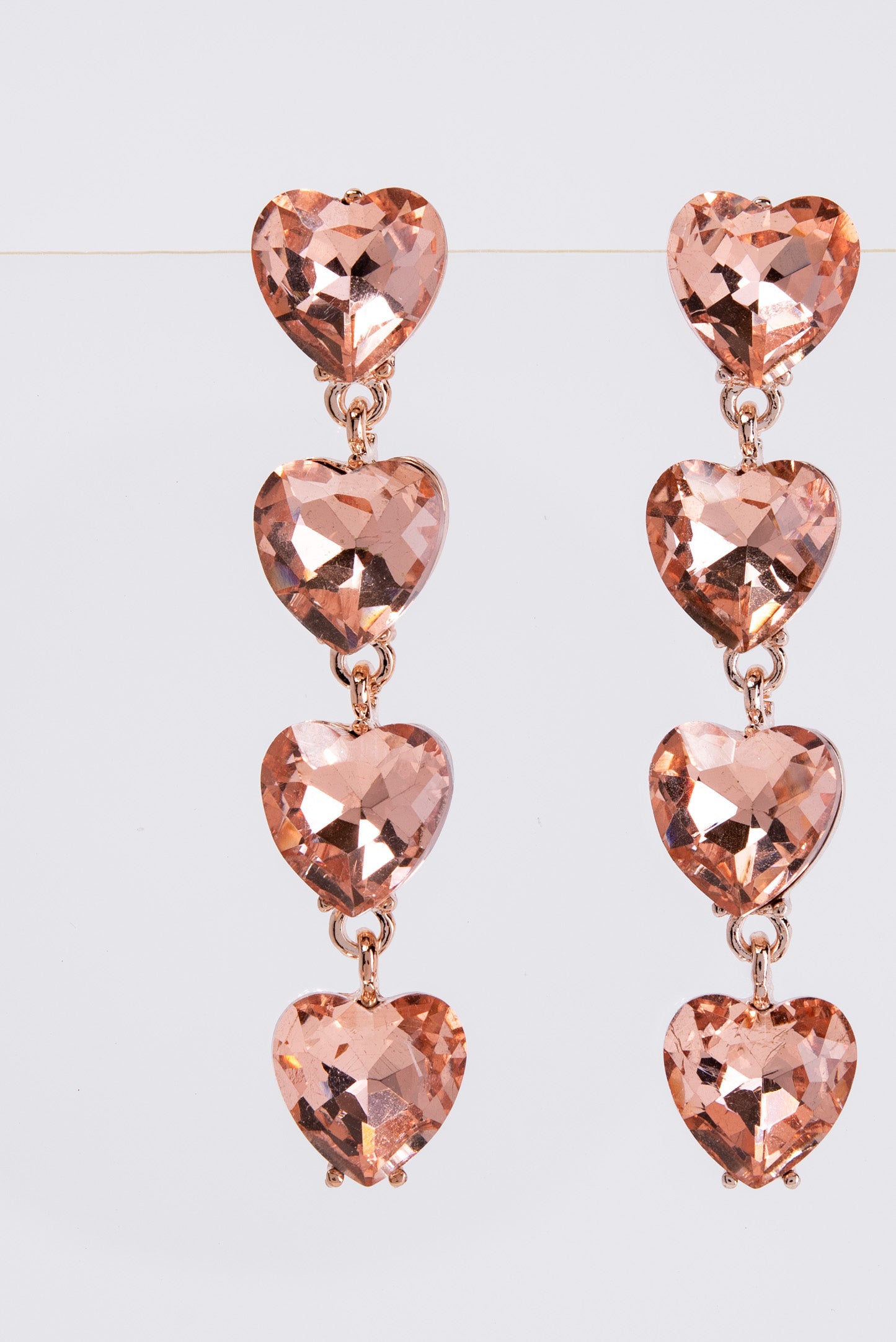 Jasmine 4-Tier Crystal Rhinestone Heart Shaped Earrings