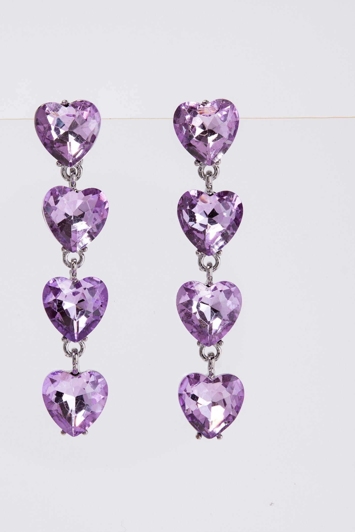 Jasmine 4-Tier Crystal Rhinestone Heart Shaped Earrings