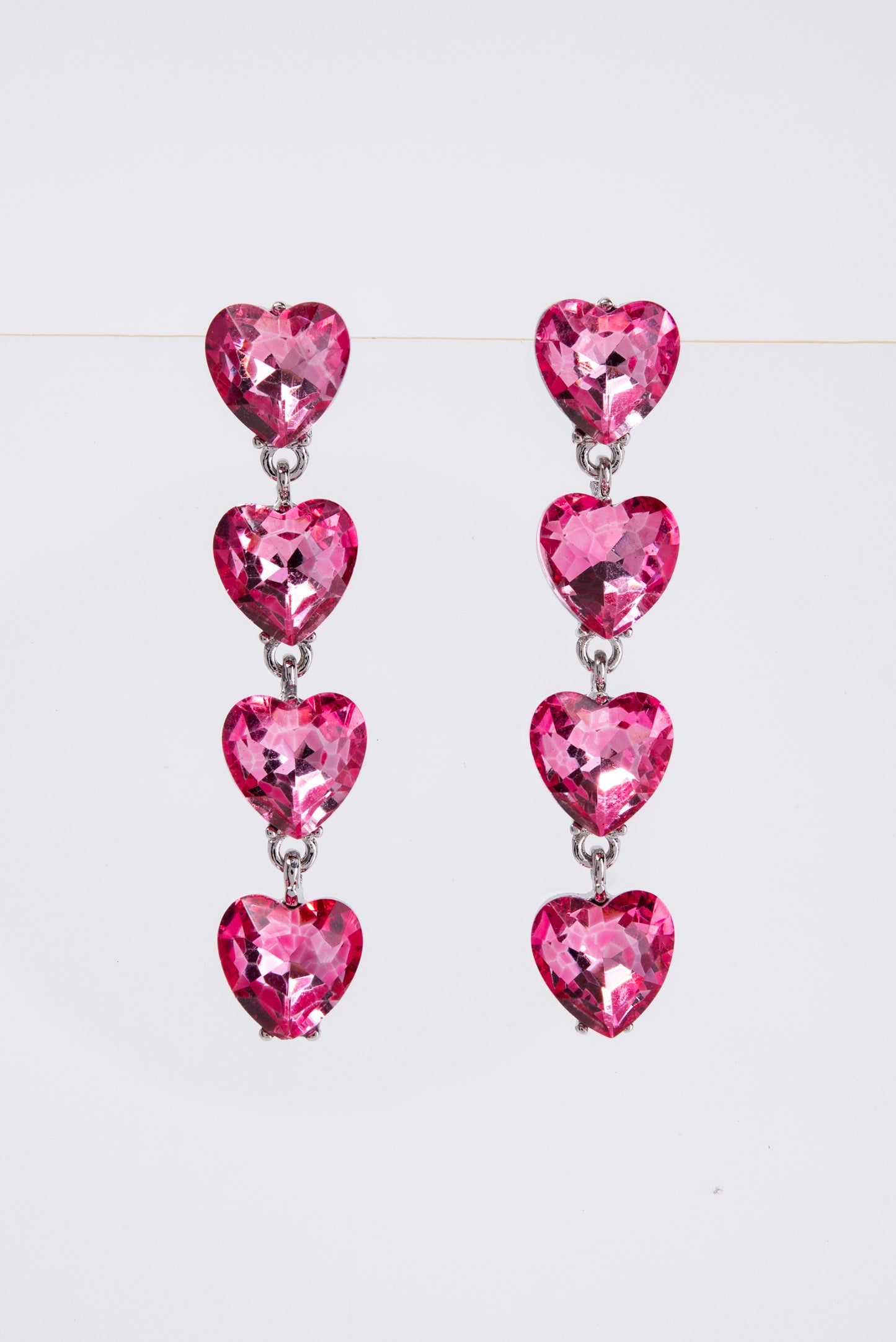 Jasmine 4-Tier Crystal Rhinestone Heart Shaped Earrings