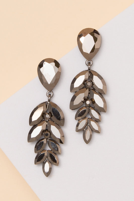 Mackenzie Marquise Cut Crystal Tiered Earrings | Grey
