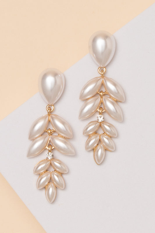 Mackenzie Marquise Cut Crystal Tiered Earrings | Pearl
