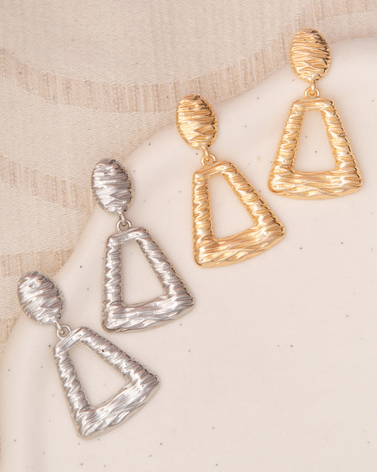 Londyn Rough Finish Geometric Door Knocker Post Dangle Earrings