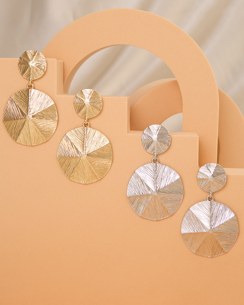 Eliza Pinnate Pattern Disc Earrings