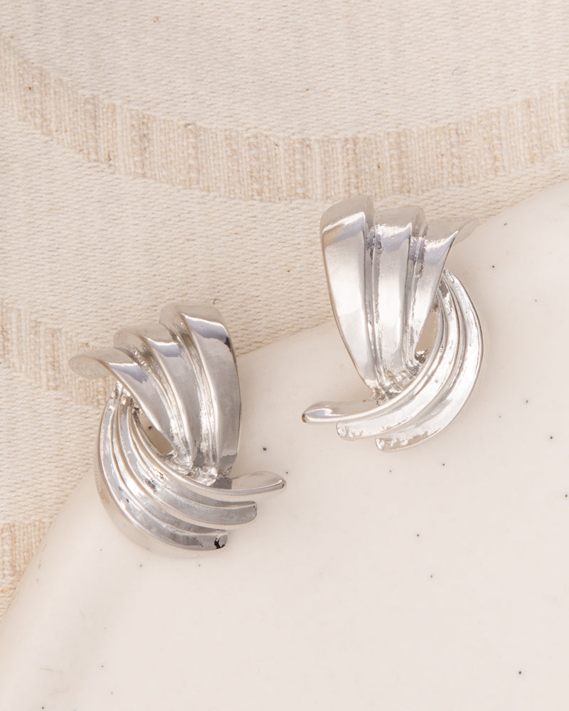 Rosie Wave Shape Door Knocker Post Earrings | Silver
