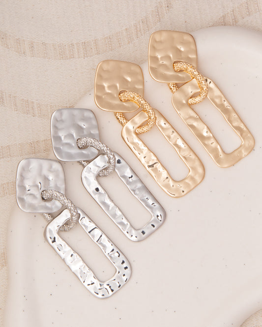 Nina Multi-Shape Hammered Geometric Door Knocker Post Earrings
