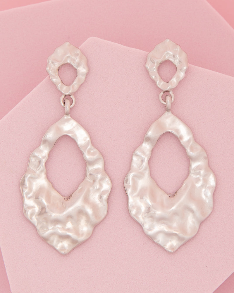 Arya Hammered Finish Teardrop Hoop Earrings