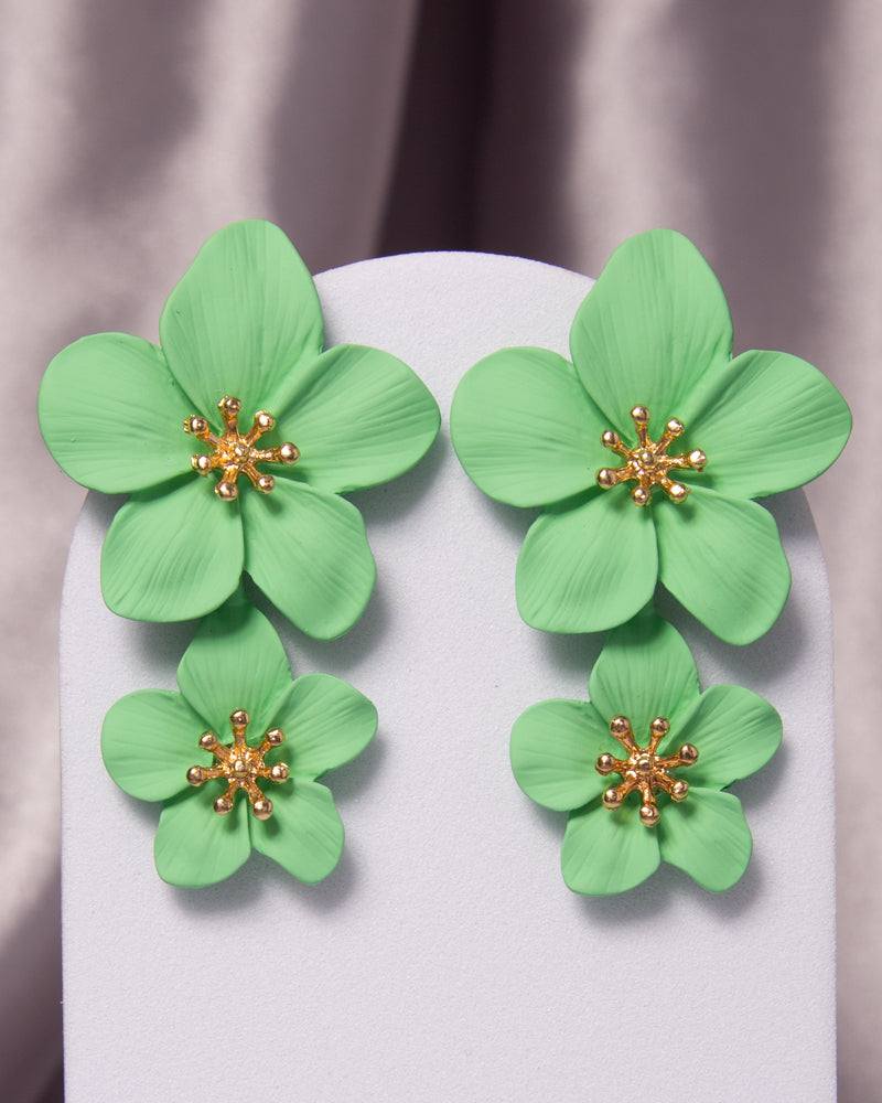 Bianca Hawaiian Acrylic Alloy Flower Post Dangle Earrings