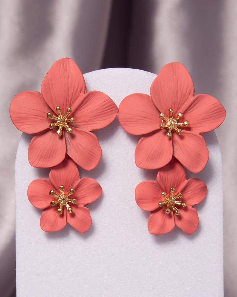 Bianca Hawaiian Acrylic Alloy Flower Post Dangle Earrings