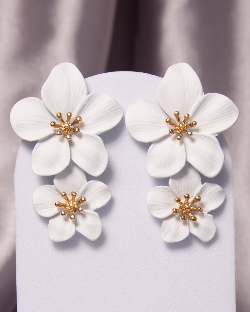 Bianca Hawaiian Acrylic Alloy Flower Post Dangle Earrings