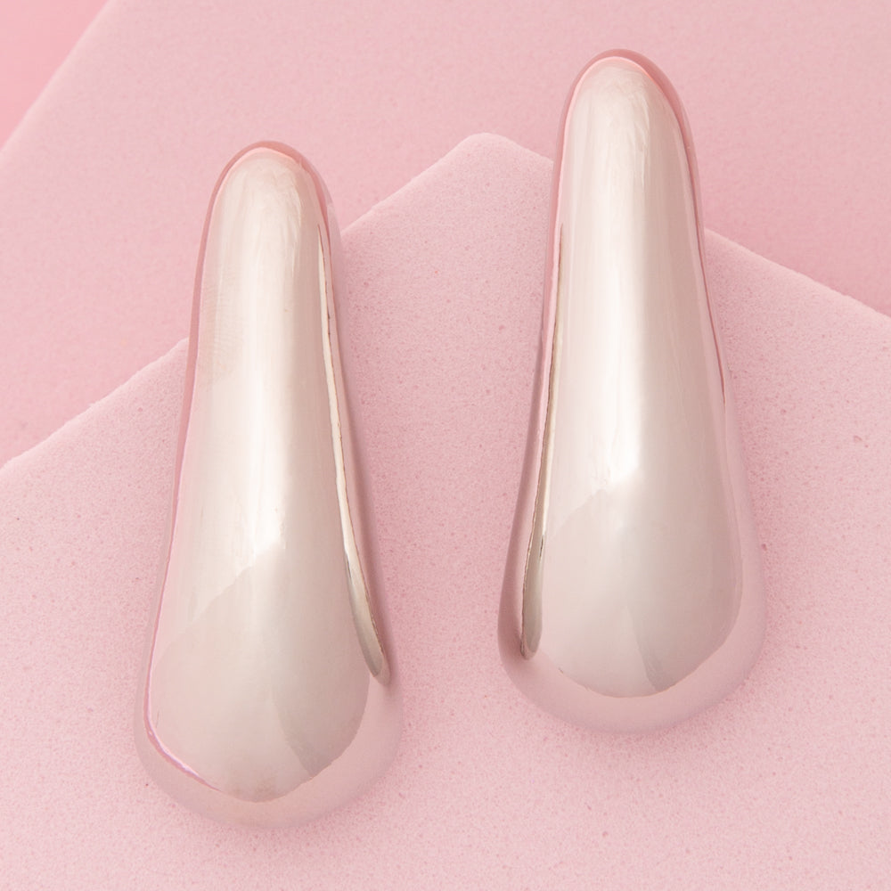 Elaine Crescent Teardrop Post Earrings | Silver