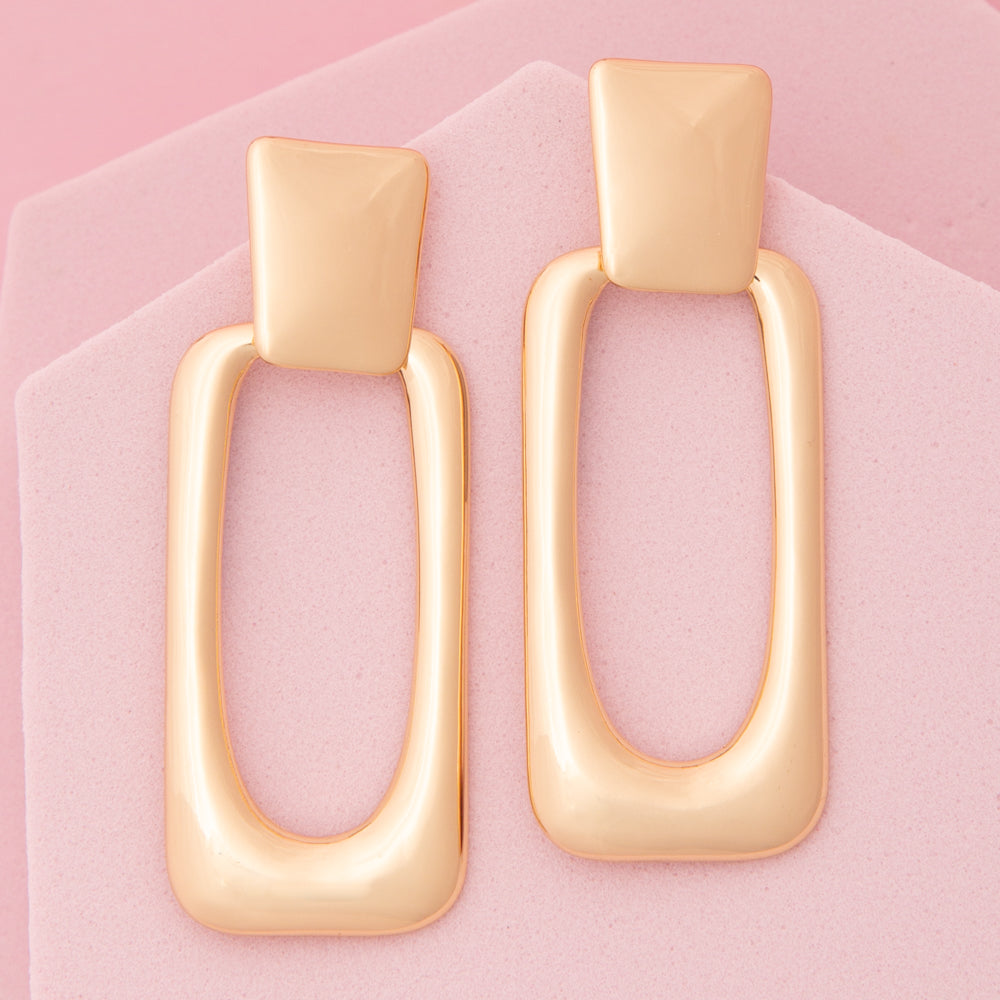 Lana Polished Rectangle Door Knocker Post Earrings | Gold