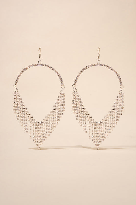 Mogul Half Hoop Rhinestone Earrings | Silver