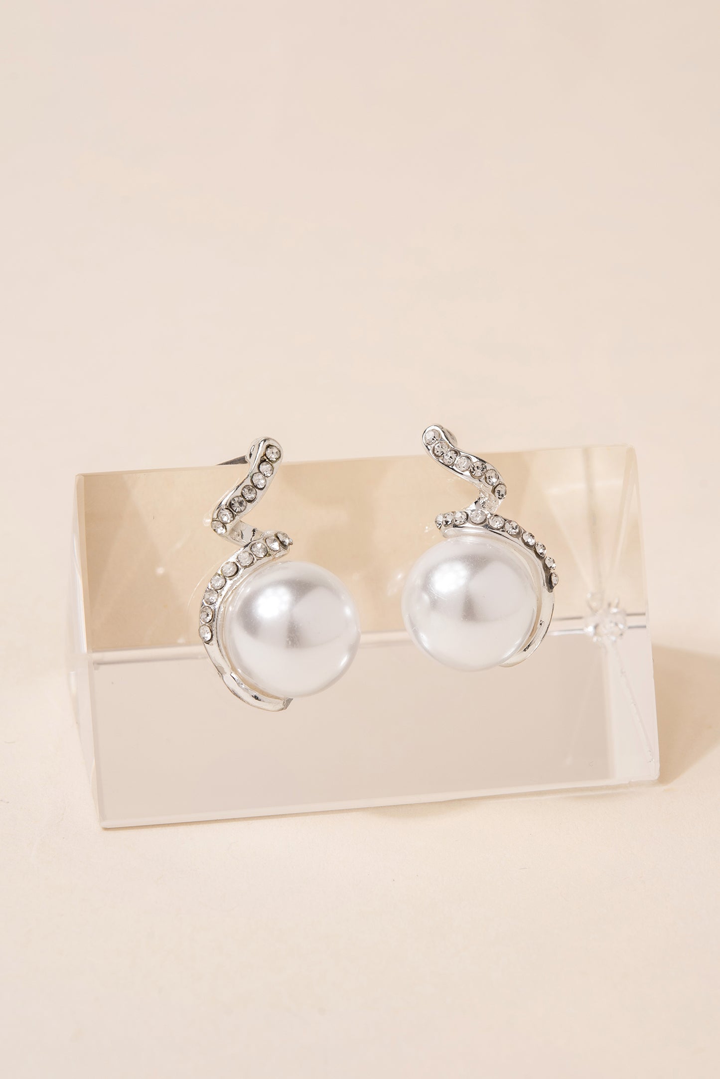 Rhinestone Swirl with Pearl Earrings