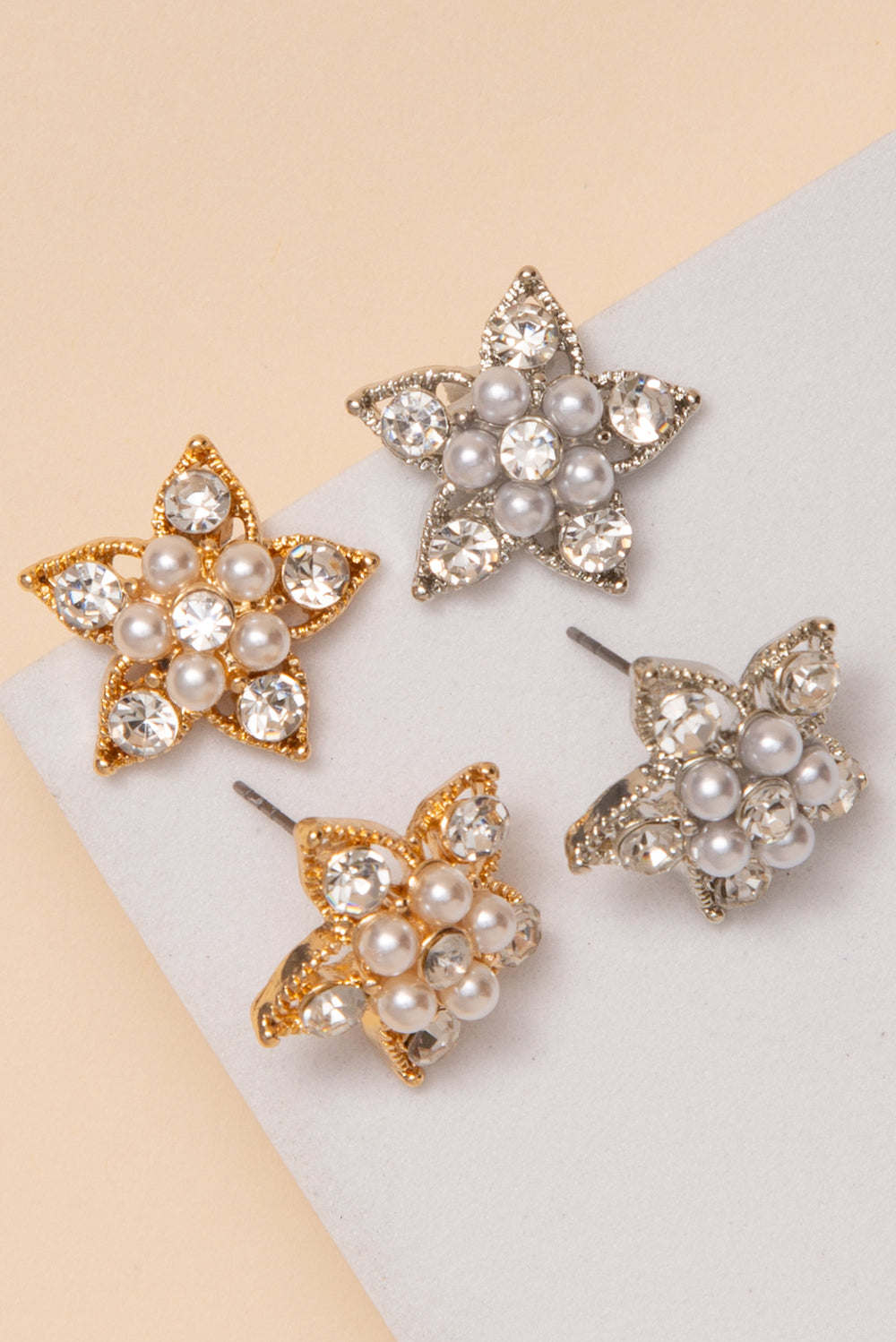 Zoey Pearl Crystal Star Stud Earrings