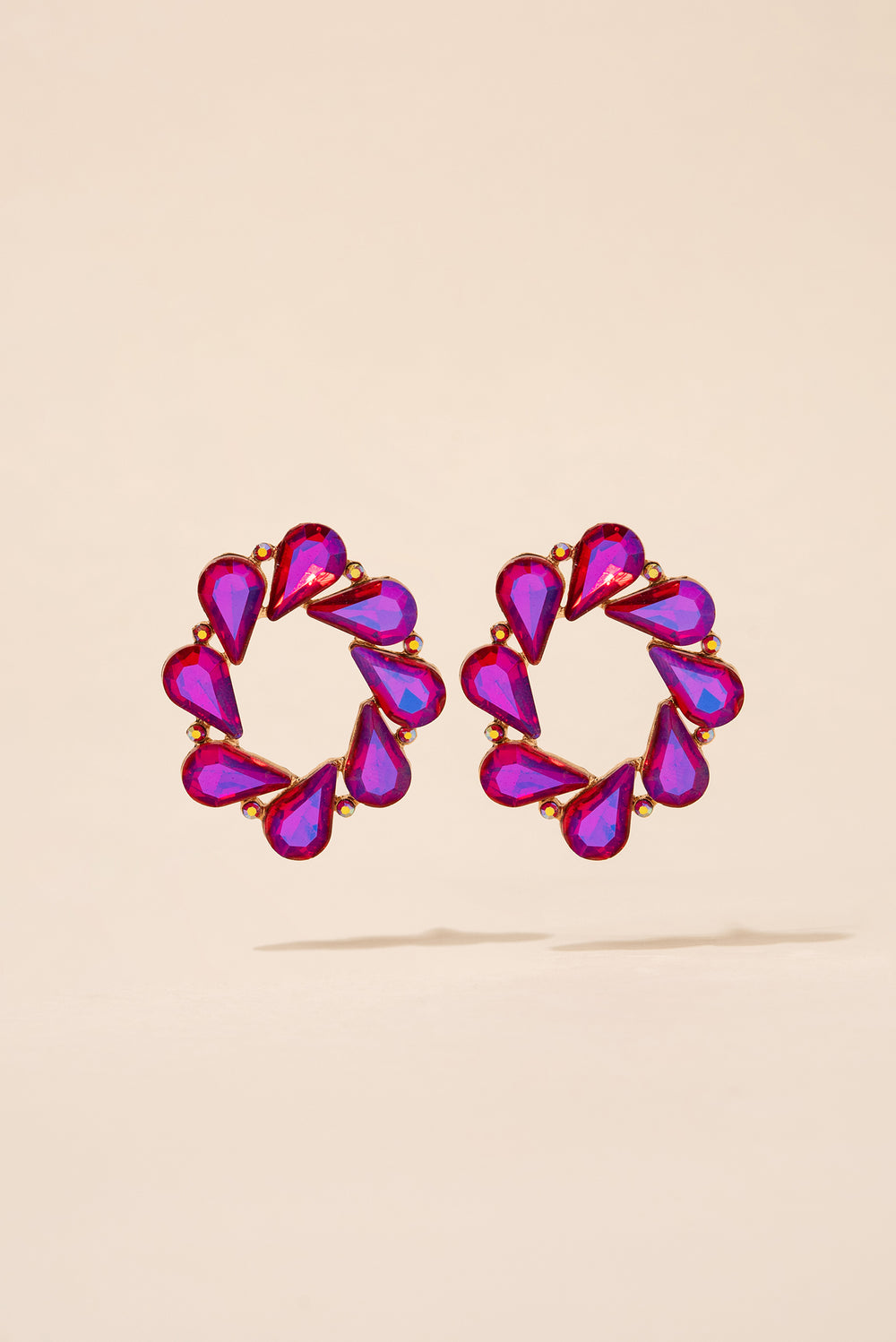 Cosmic Circular Teardrop Post Earrings | Fuchsia
